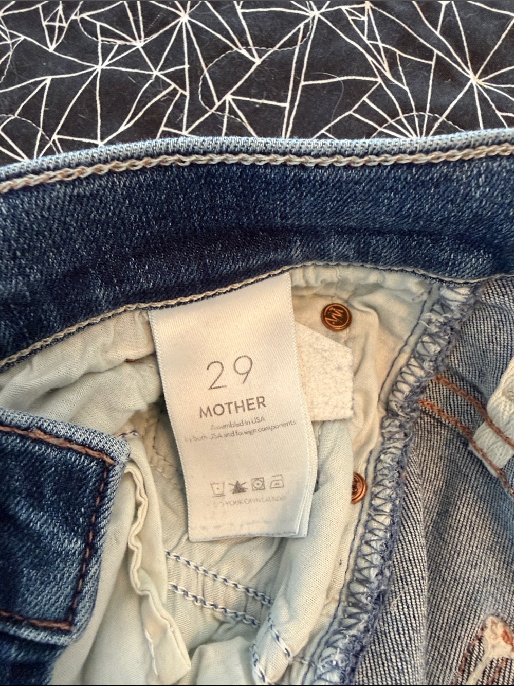 MOTHER Distressed Mid Blue Flare Jeans - Picture 4 of 8